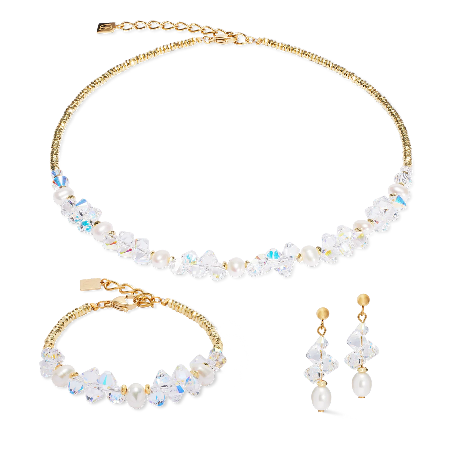 Collana Dancing Crystals & Pearls oro
