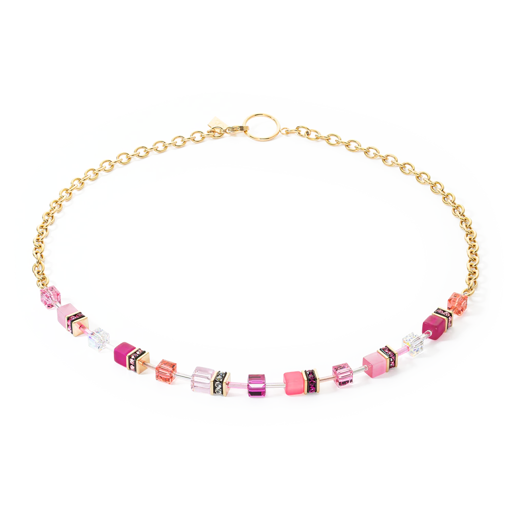 Geo CUBE Iconic Chain Necklace Gold.- Magenta