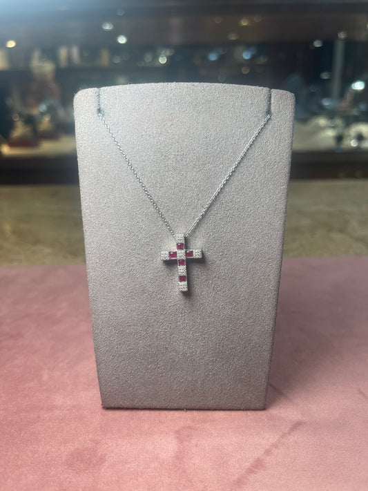 Girocollo Croce Rubini e Diamanti