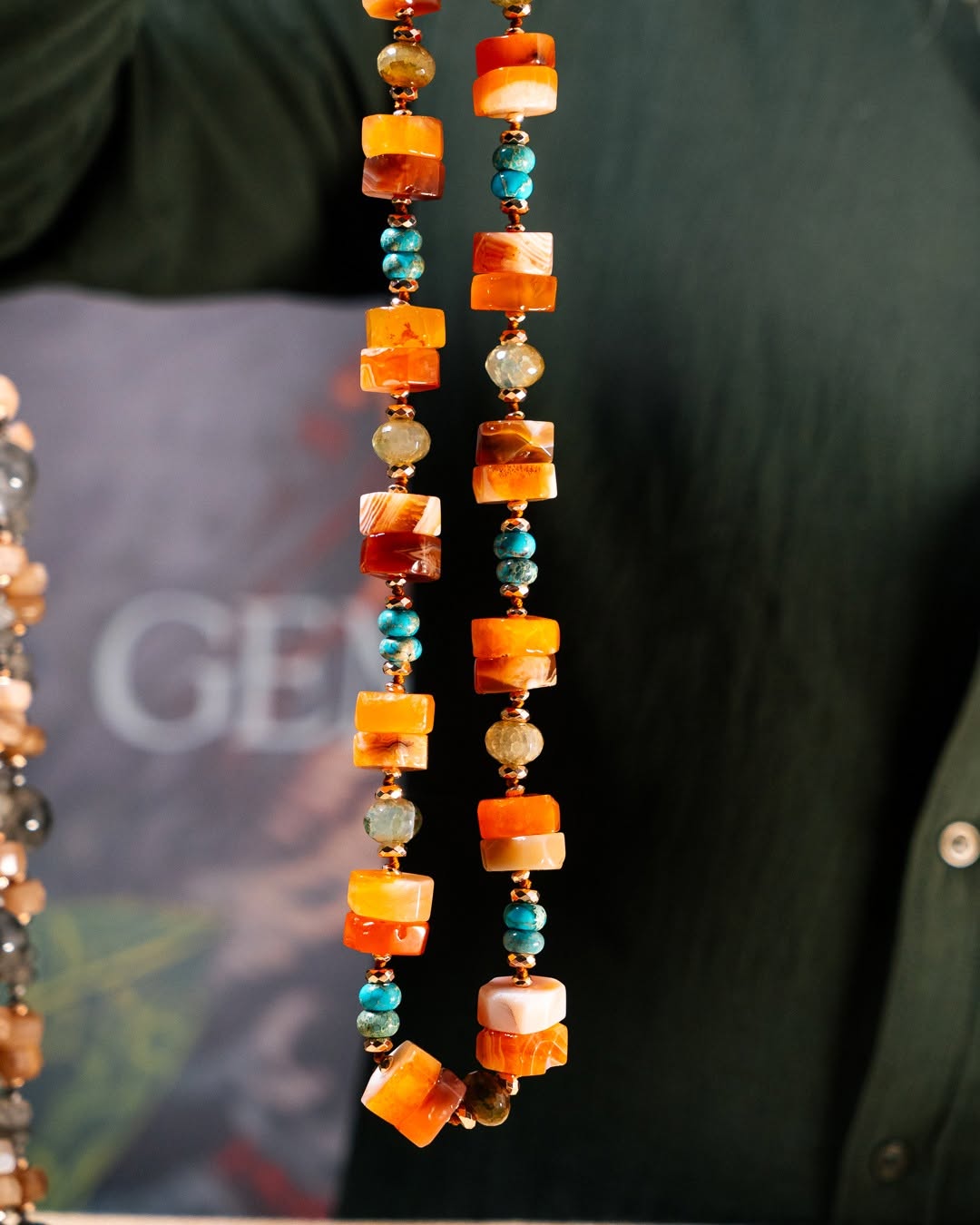 Collana in Diaspro turchese e corniola