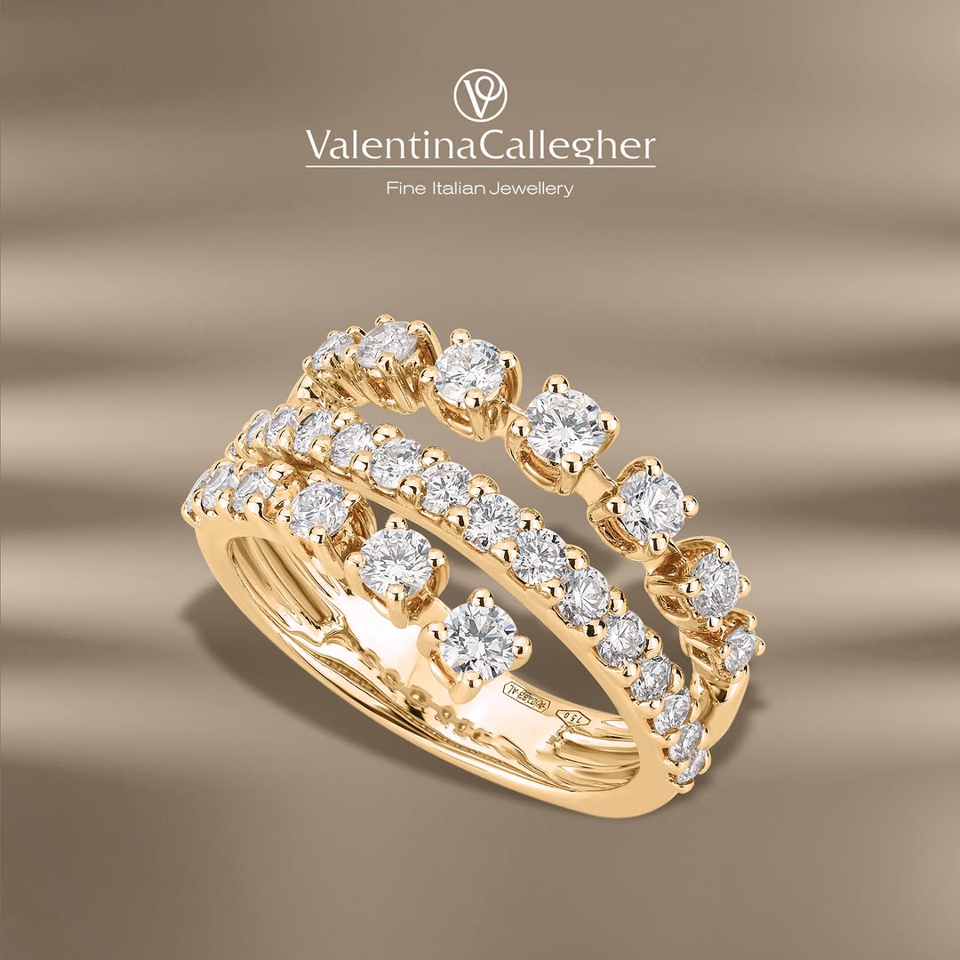 Glitter Collection Ring in Yellow Gold and Diamonds