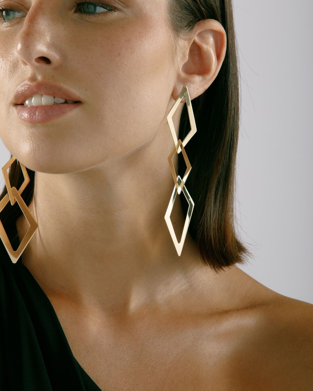 925 Silver Long Geometric Earrings