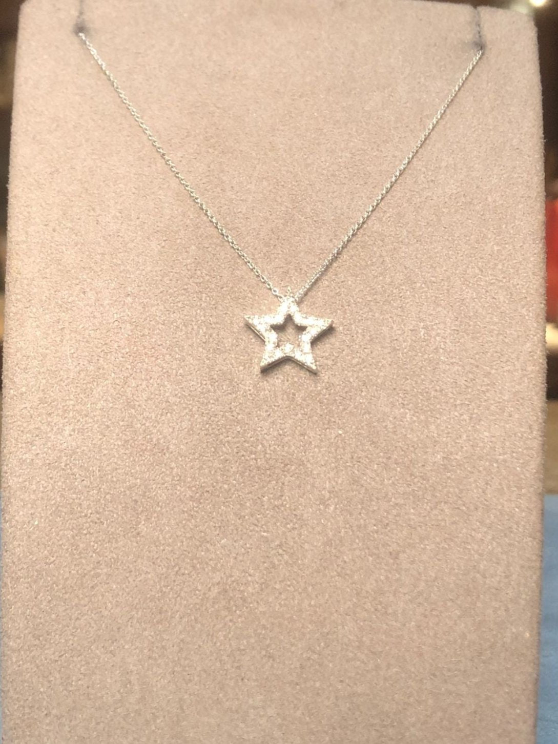 18Kt White Gold and Diamond Star Choker