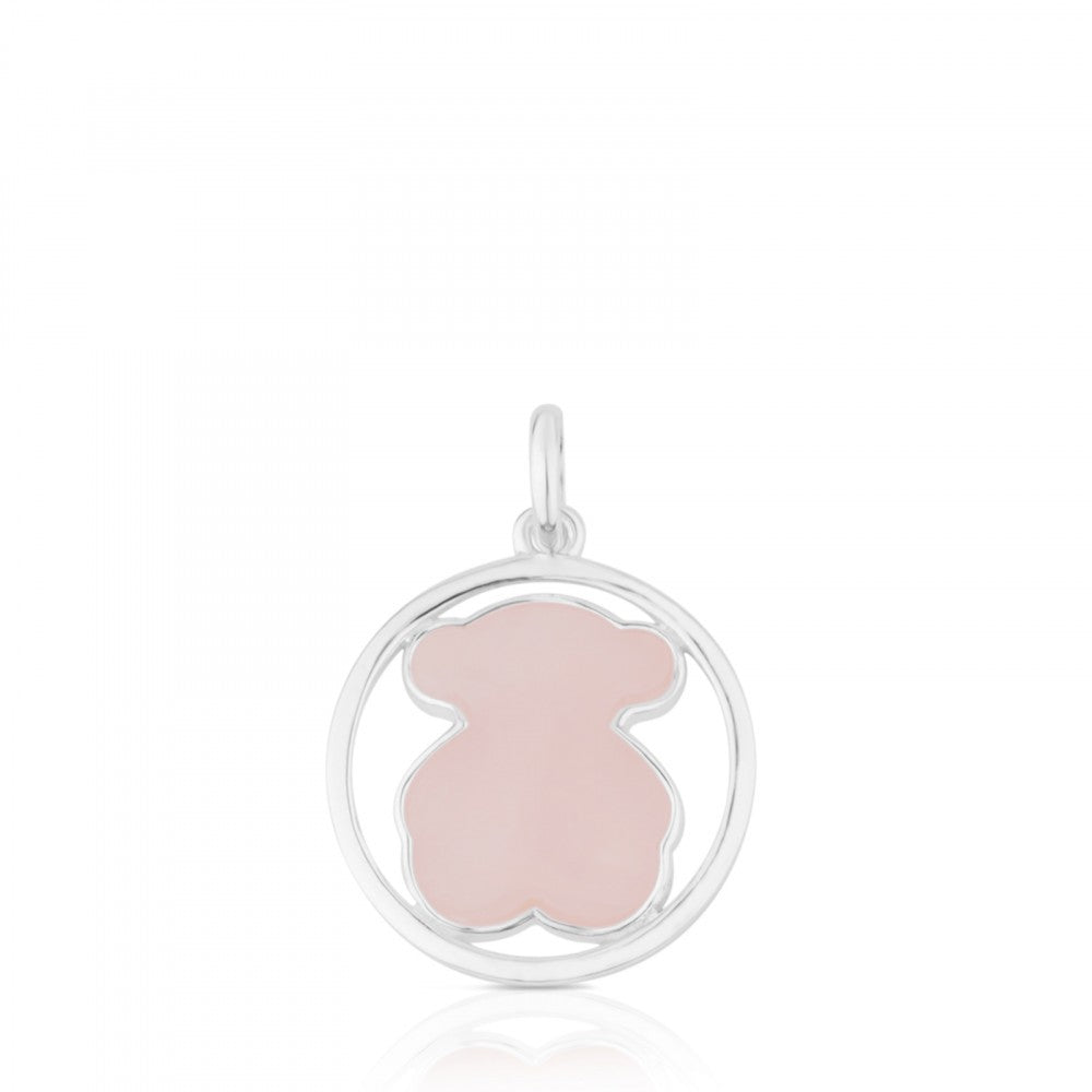 Ciondolo in Argento e Quarzo Rosa Naturale
