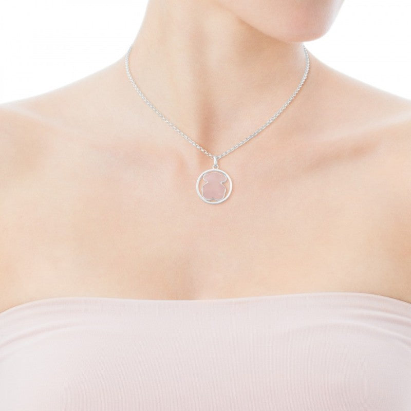 Pendant in Silver and Natural Rose Quartz