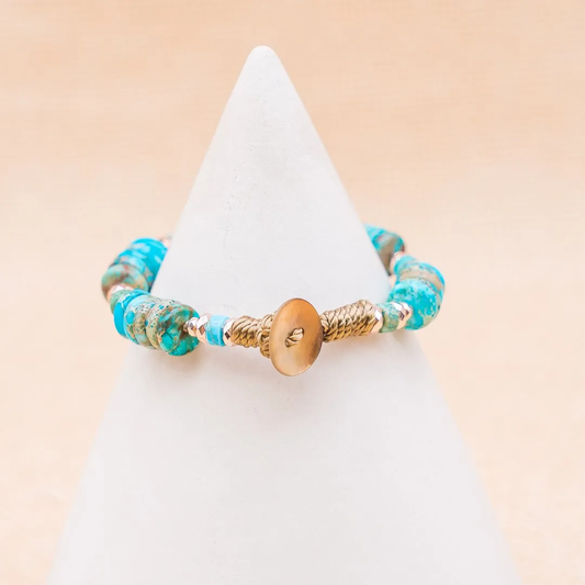 Bracciale in Diaspro Turchese ed Ematite