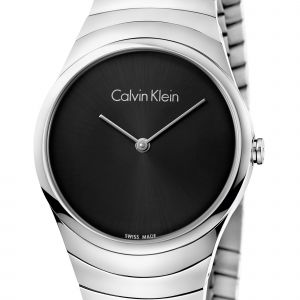 Calvin Klein "Whirl" women's watch, steel strap, black dial