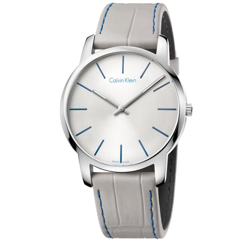 Calvin Klein Men's Watch Grey Leather Strap