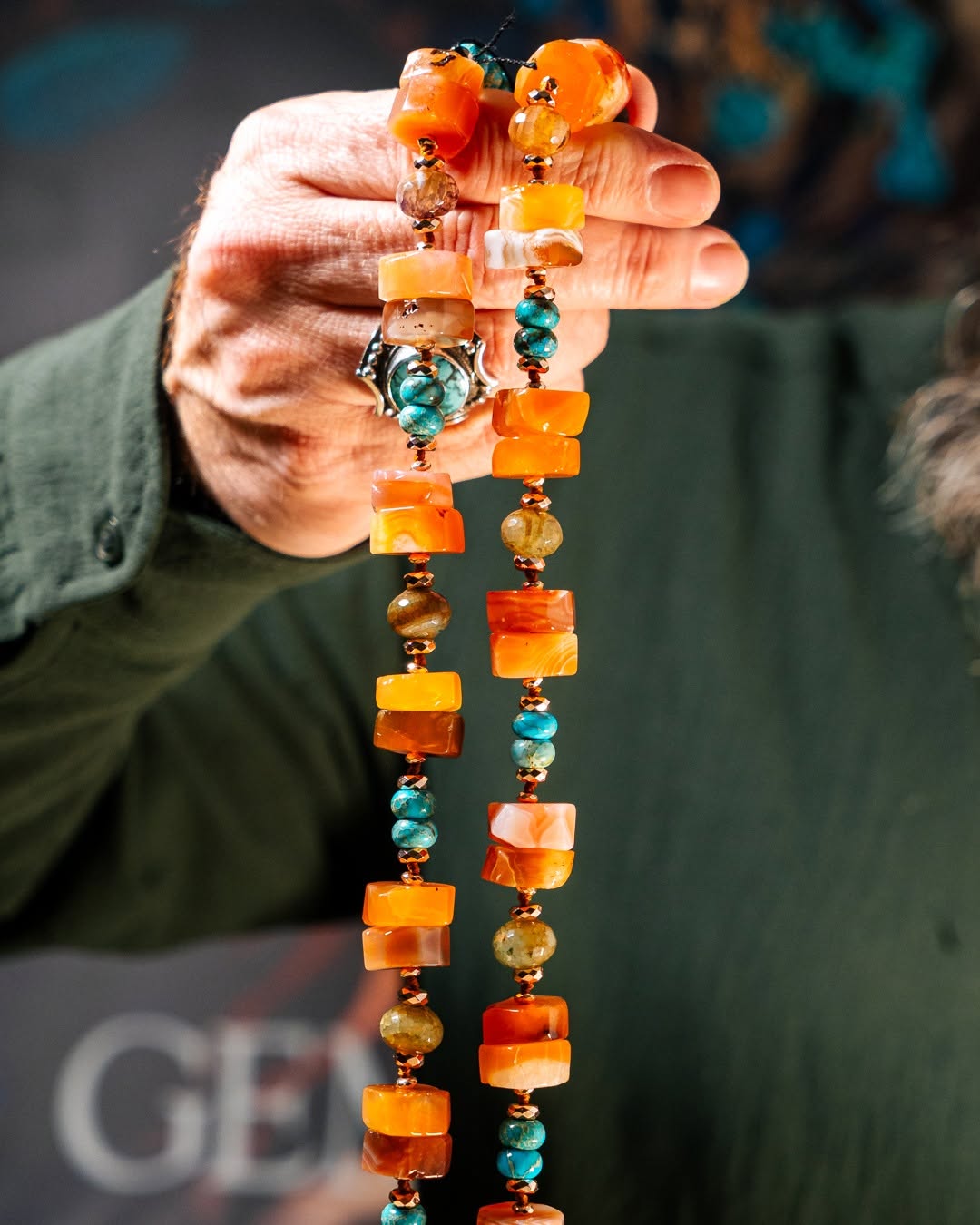 Collana in Diaspro turchese e corniola