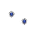 Orecchini in Oro Diamanti e Zaffiri blu ovali