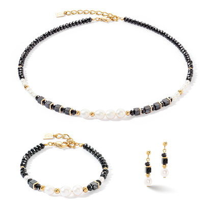 Orecchini Pearls & Onyx oro