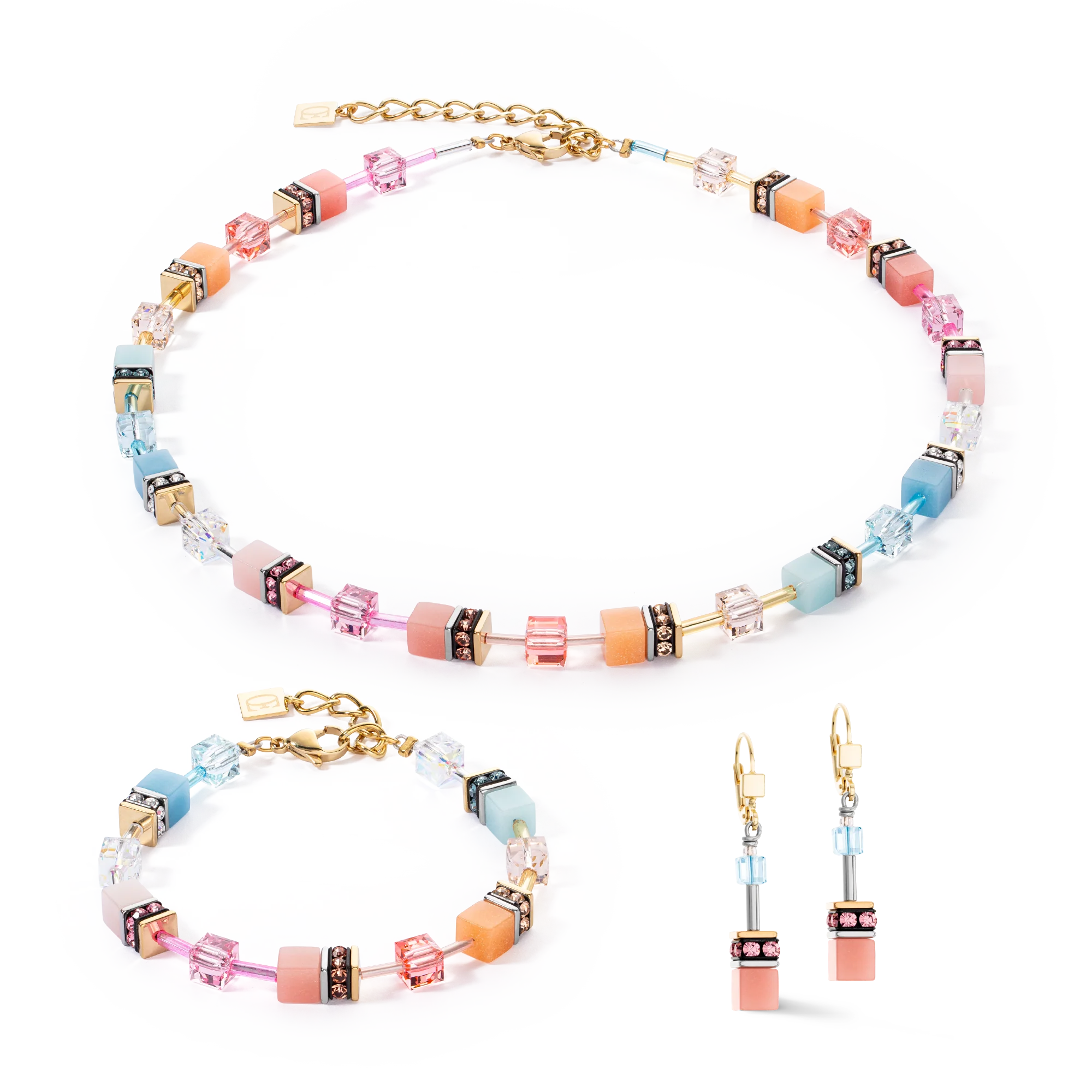 Collana GeoCUBE® Iconic aqua-apricot