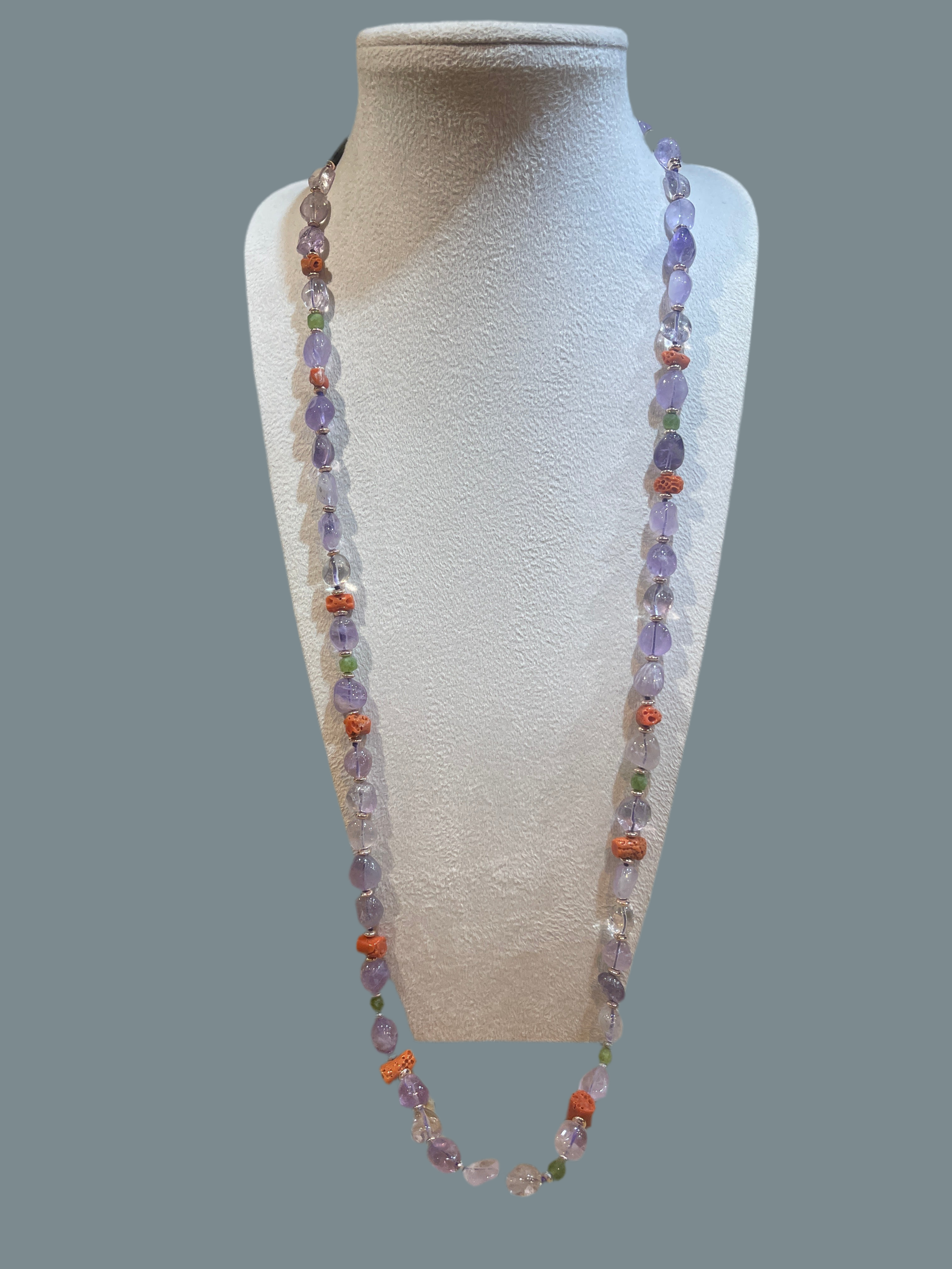 Girocollo con Ametista, Corall, Giada ed Ematite