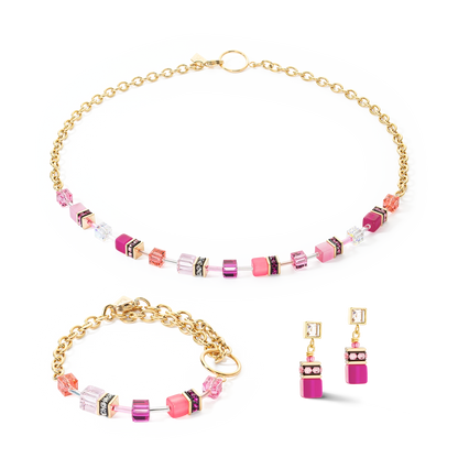 Collana Geo CUBE Iconic Chain oro.- magenta