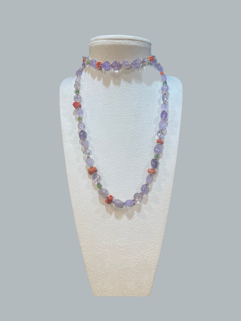 Girocollo con Ametista, Corall, Giada ed Ematite