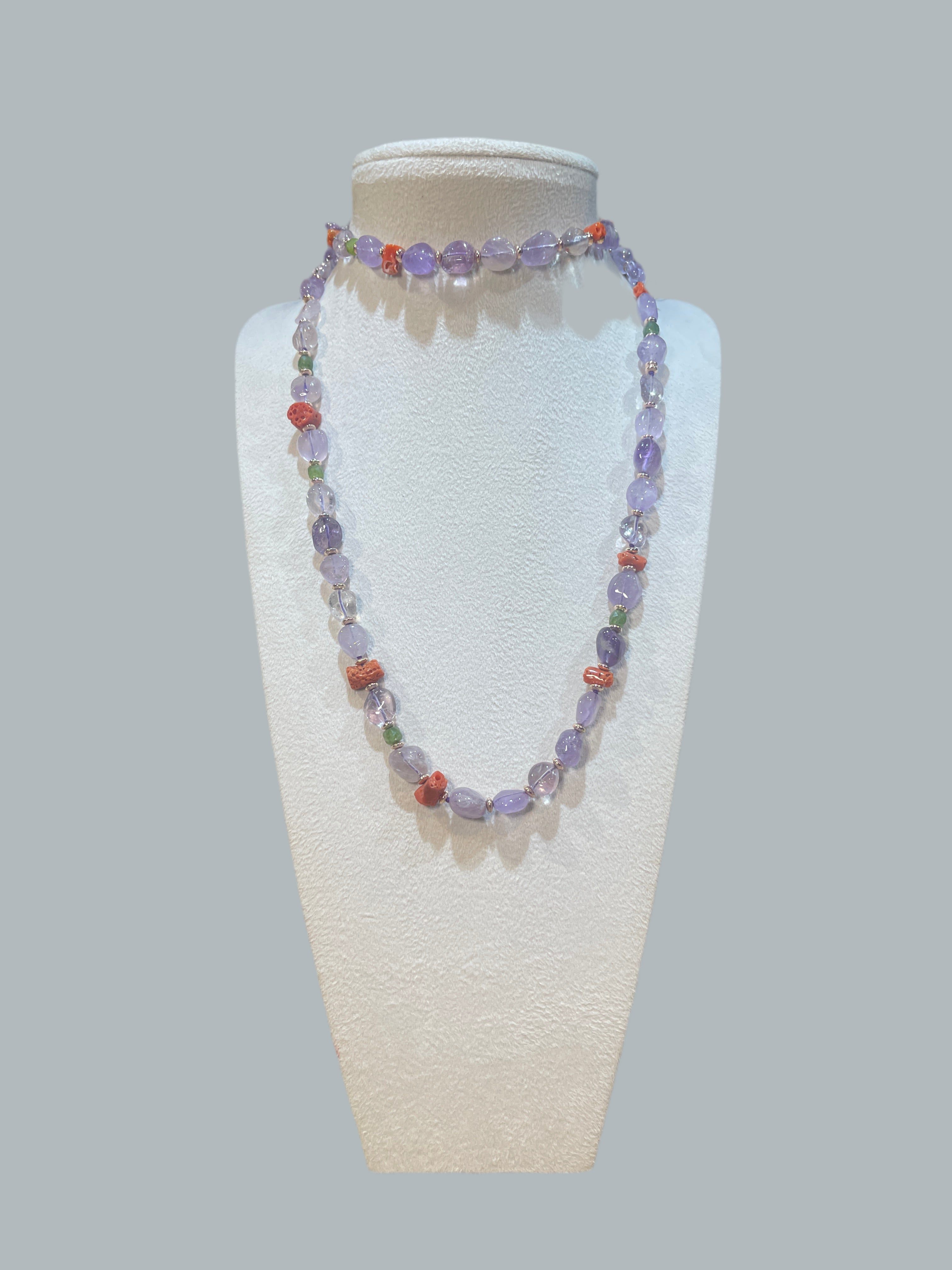 Girocollo con Ametista, Corall, Giada ed Ematite