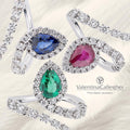 Drop Cut Ruby and Diamond Ring
