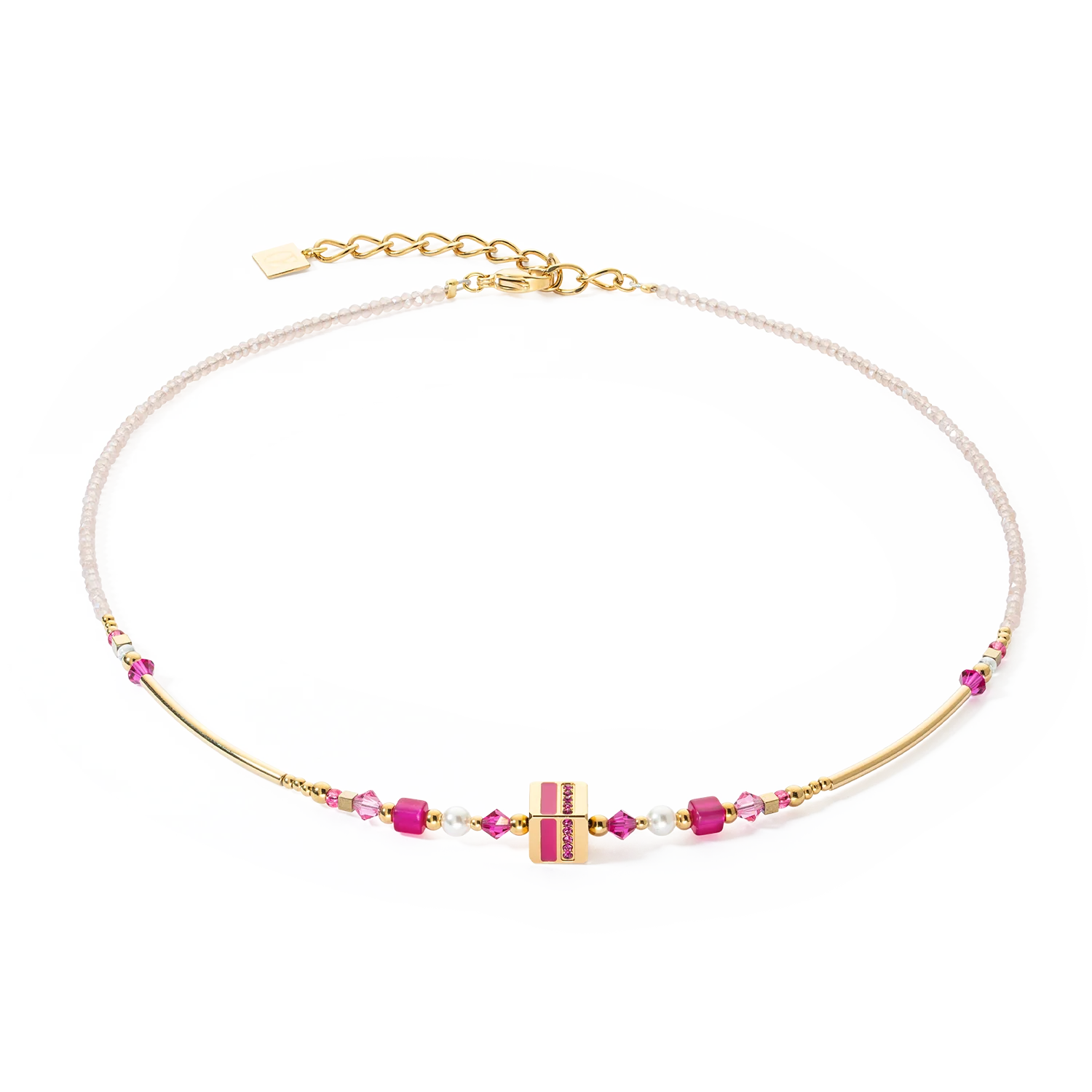 Collana STRIPES oro - magenta