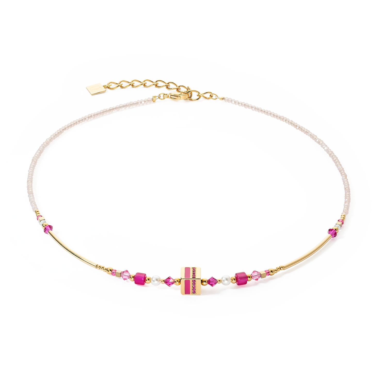 Collana STRIPES oro - magenta