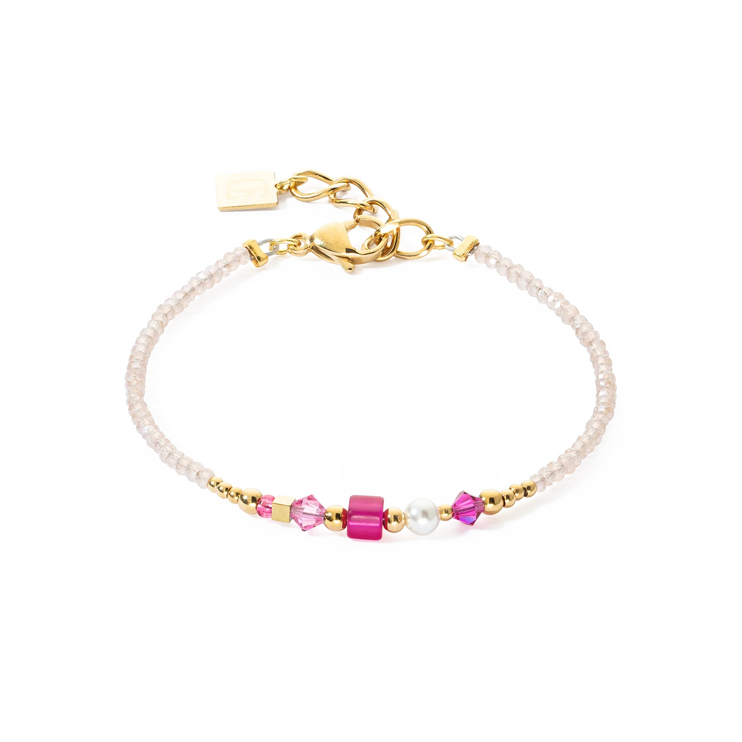 Bracciale Square Stripes oro-magenta