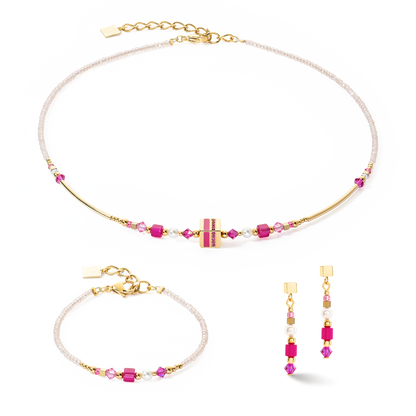 Bracciale Square Stripes oro-magenta