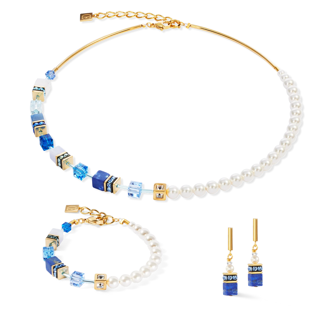 Bracciale GeoCUBE® Precious Fusion Pearls blu