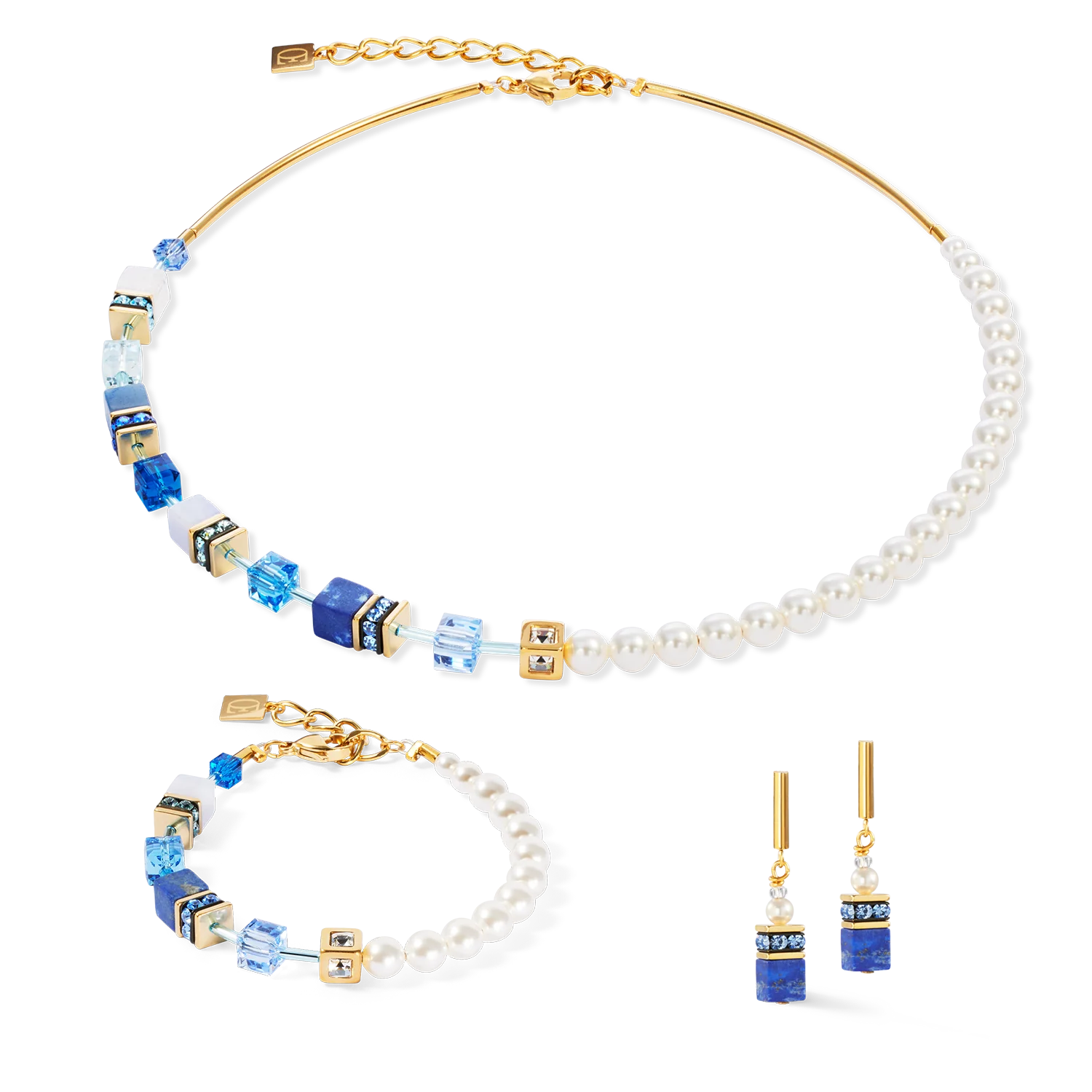 Bracciale GeoCUBE® Precious Fusion Pearls blu