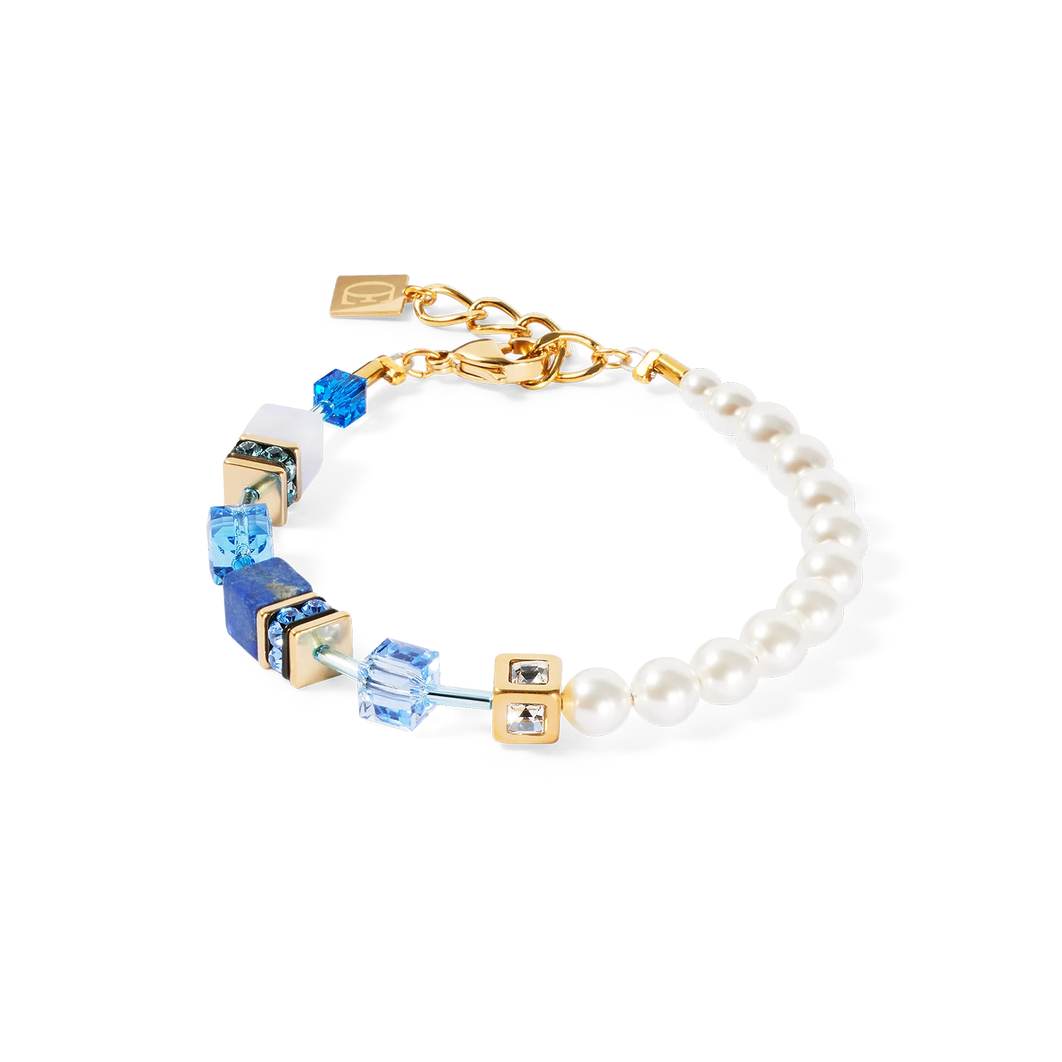 Bracciale GeoCUBE® Precious Fusion Pearls blu
