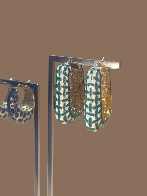 Orecchini con Smalto in Argento 925 placcato Oro18Kt