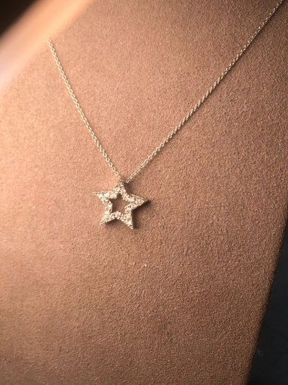 Girocollo Stella in Oro18Kt Bianco e Diamanti