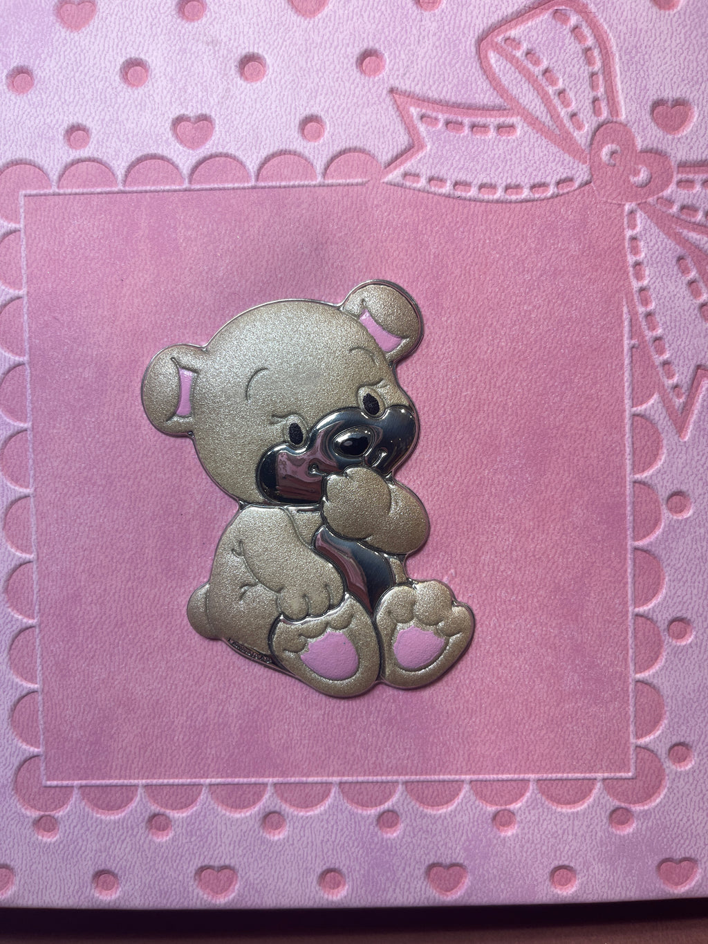 Birth Album with Silver Teddy Bear