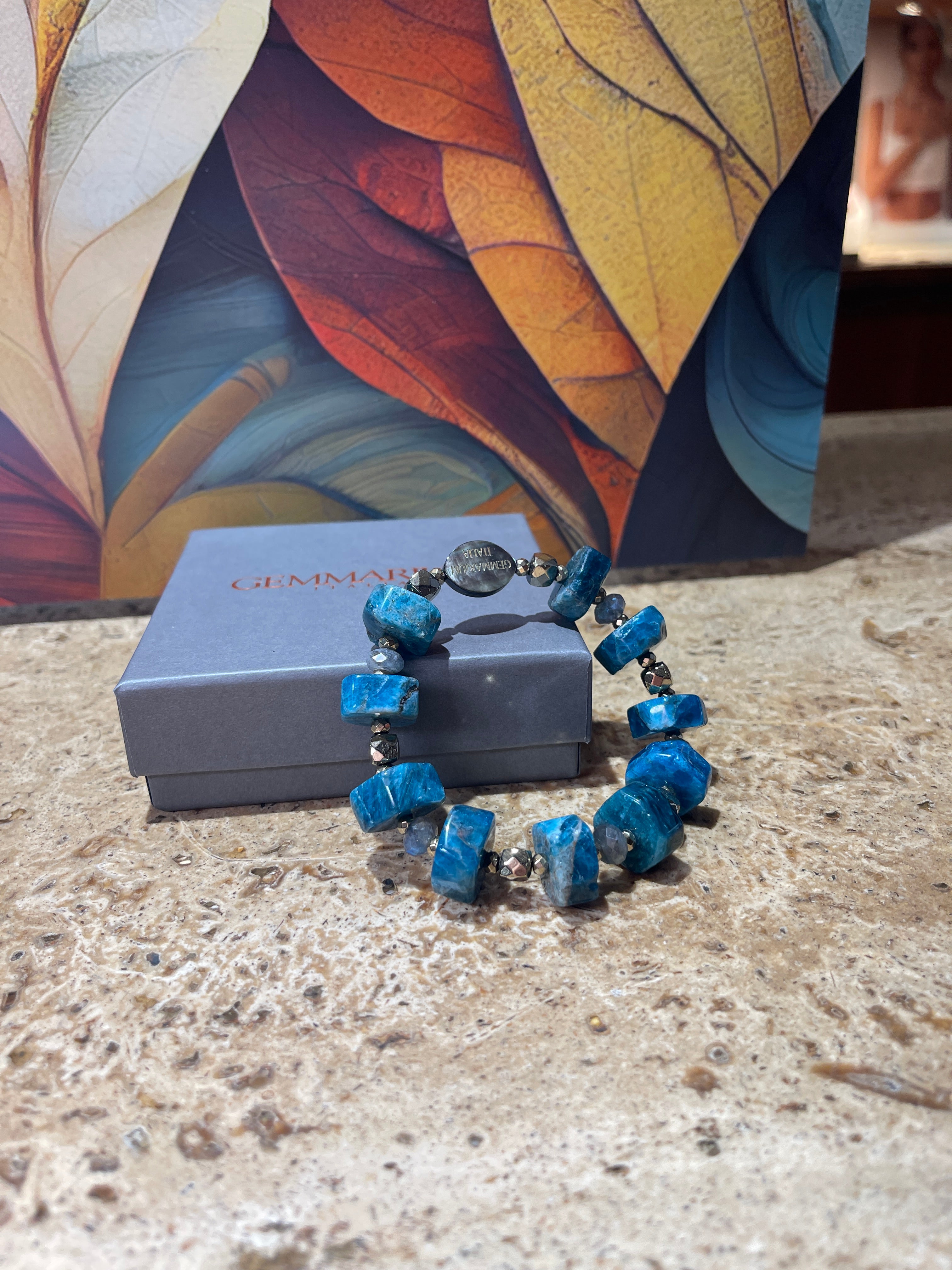 Bracciale in Apatite, Labradorite e Pirite