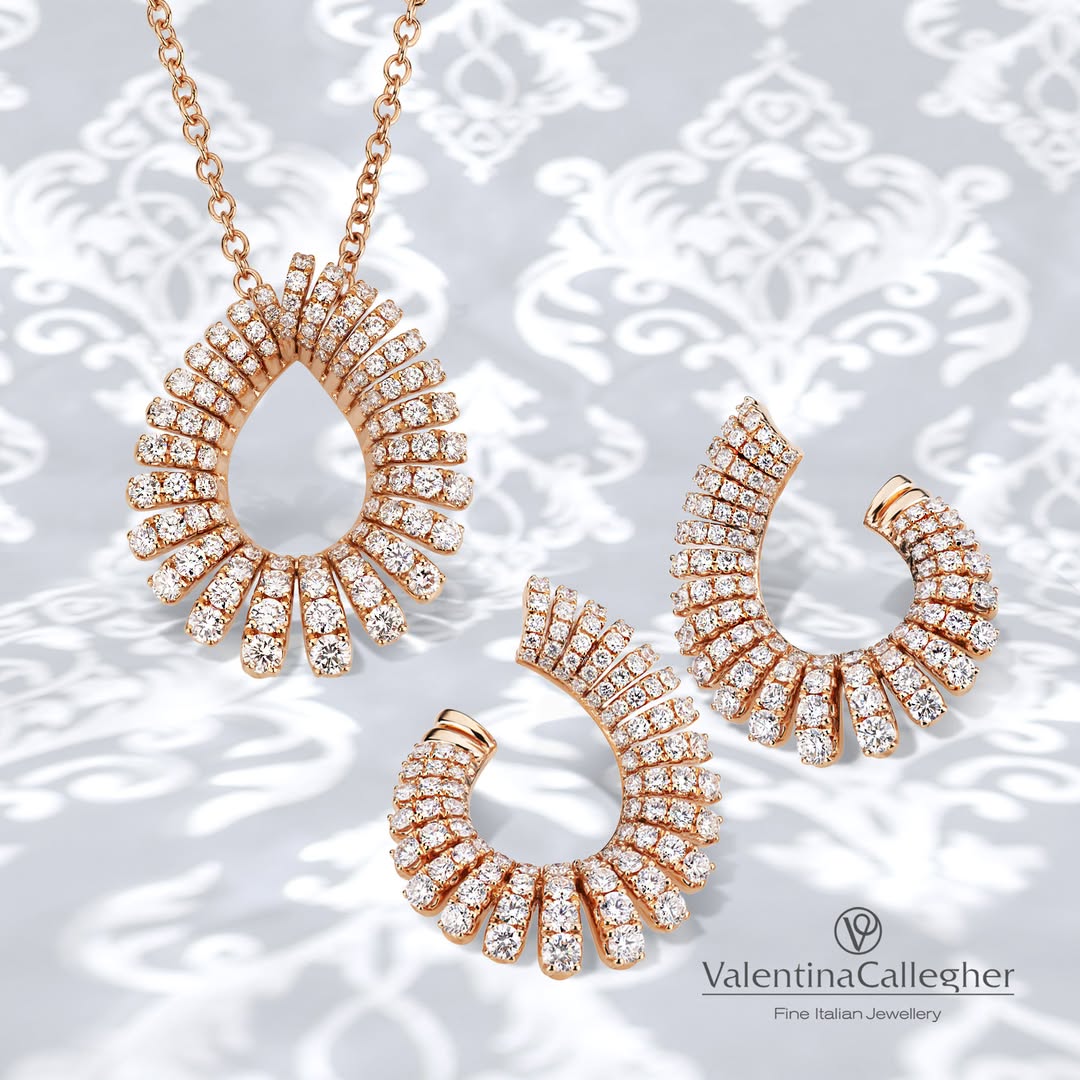 Pendente e Orecchini in Oro Rosa 18Kt GLITTER COLLECTION