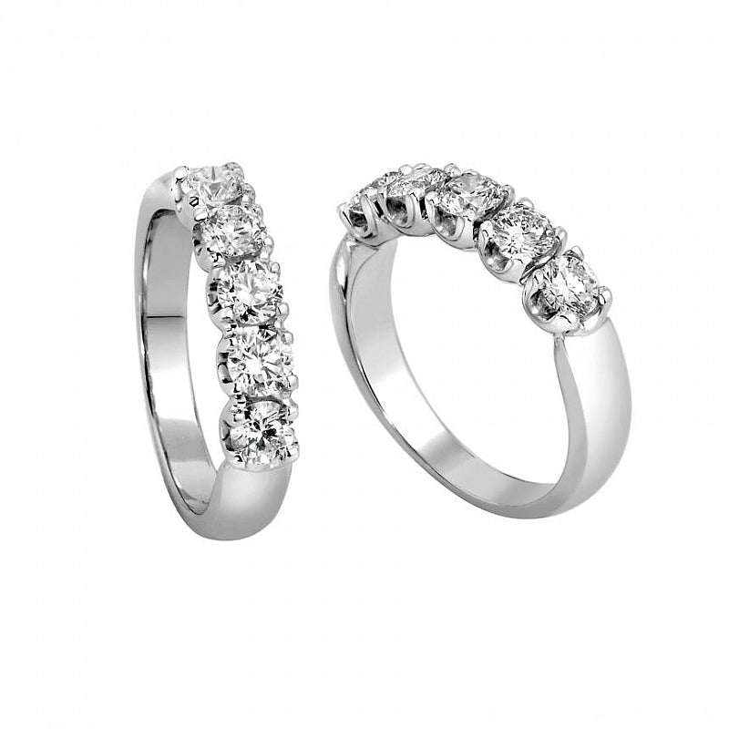 Anello Veretta in oro bianco 5 diamanti collezione Antologie