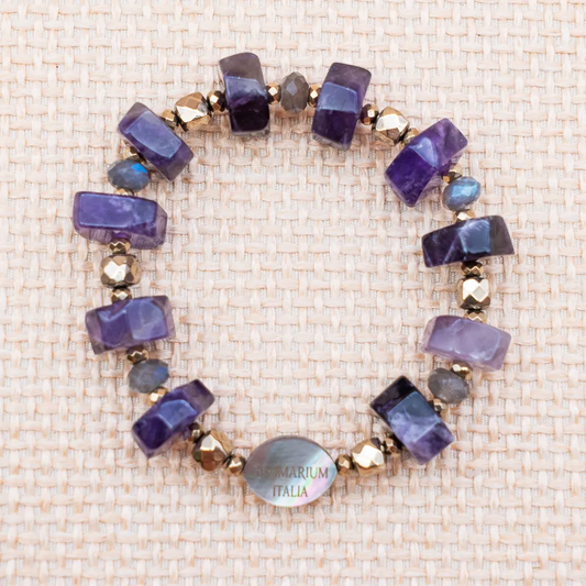 Bracciale in Ametista, Labradorite e Pirite