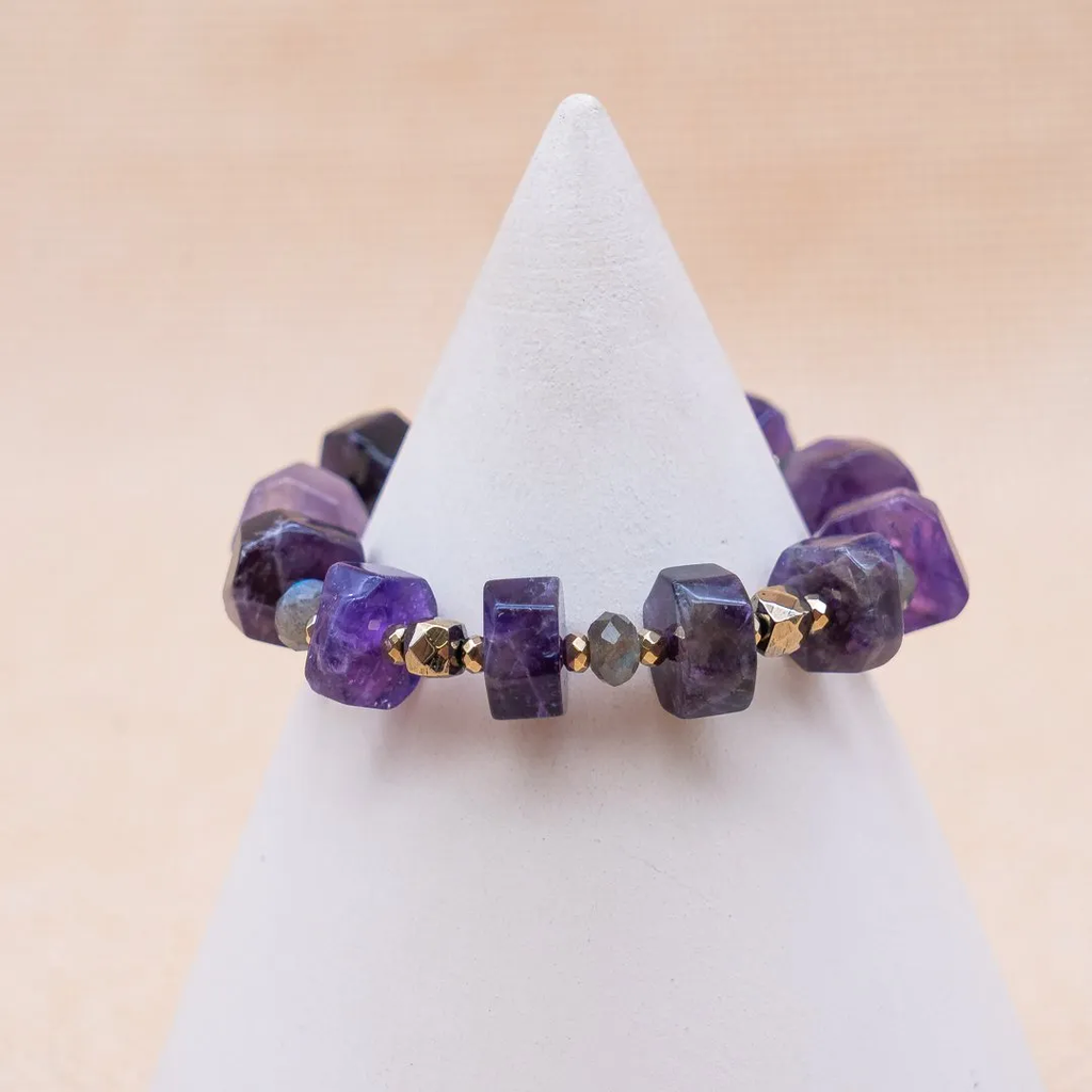 Bracciale in Ametista, Labradorite e Pirite