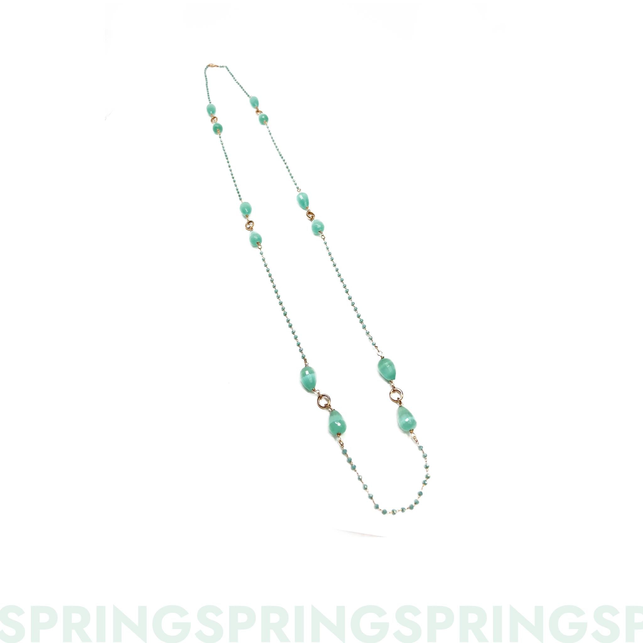 Lady necklace in bronze rosary with natural stones