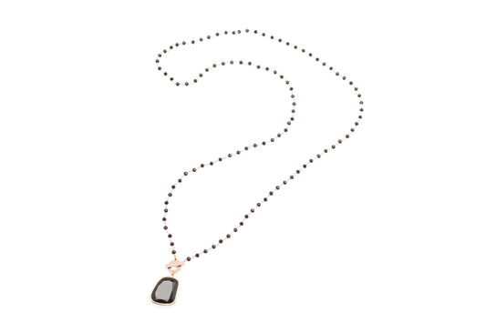 Collana Petite Rosario in bronzo con cristallo pendente