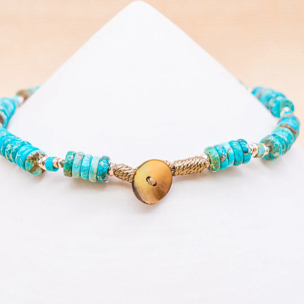 Collana in Diaspro Turchese ed Ematite