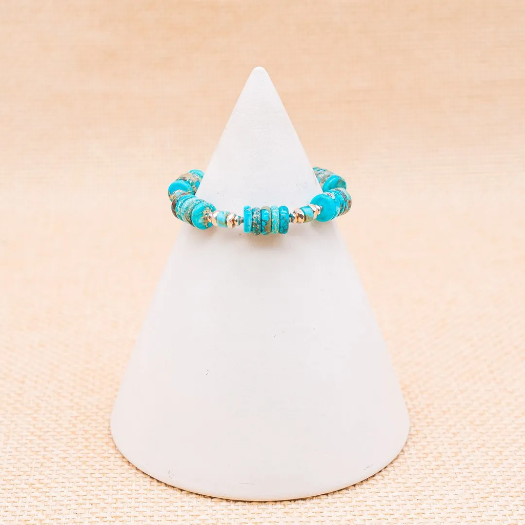 Bracciale in Diaspro Turchese ed Ematite