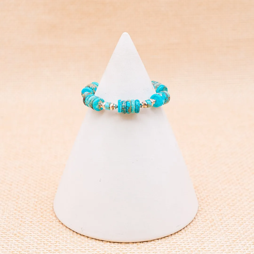 Bracciale in Diaspro Turchese ed Ematite