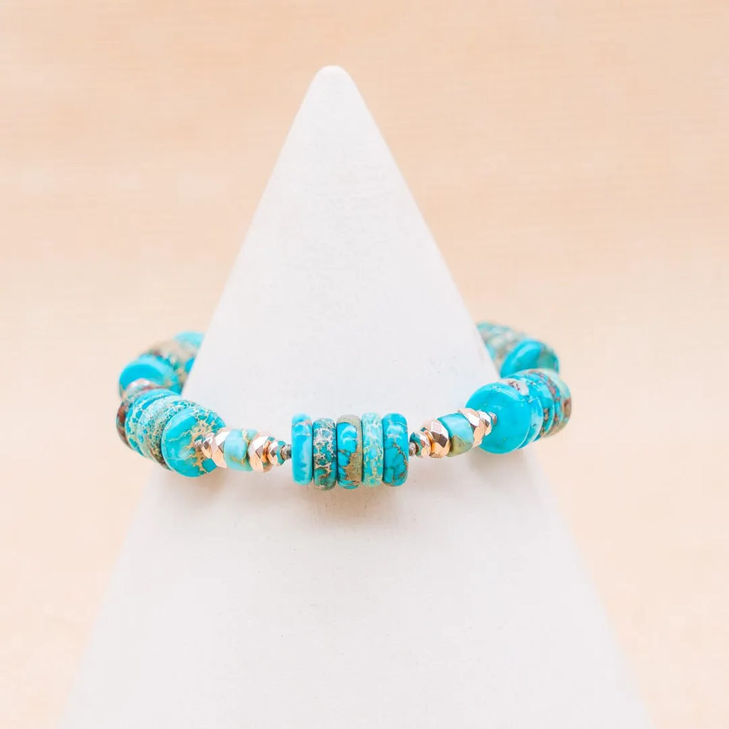 Bracciale in Diaspro Turchese ed Ematite