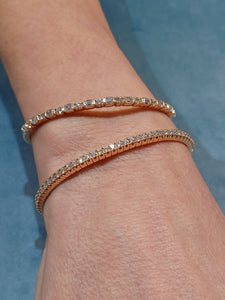 Bracciale elastico Jovane Milano in oro rosa e diamanti taglio ottagonale