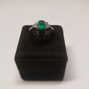 Anello smeraldo colombiano e diamanti ct 0.30 colore G VS