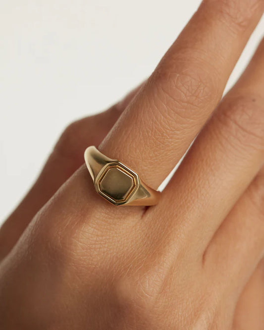 Anello placcato oro OCTEC STAMP