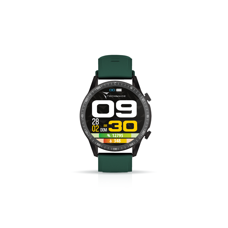 ROCKS GREEN SMARTWATCH TECHMADE con chiamata e lettore musicale.