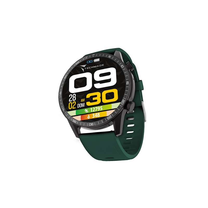 ROCKS GREEN SMARTWATCH TECHMADE con chiamata e lettore musicale.