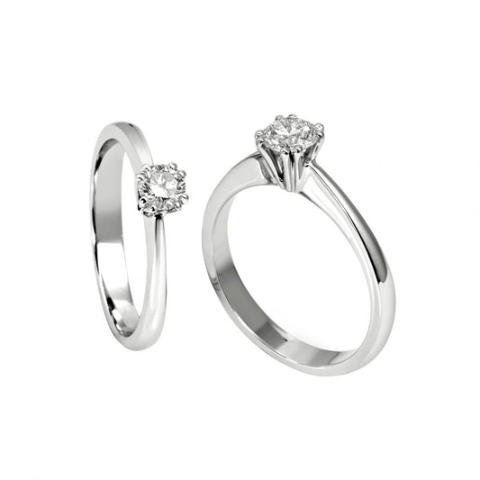 Anello solitario Giorgio Visconti oro bianco 18k e diamante collezione " Antologie "