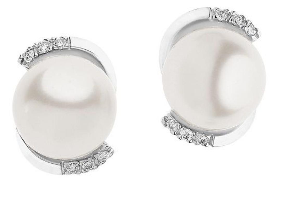 COMET PEARL AND DIAMOND EARRINGS ABBRACCI COLLECTION 