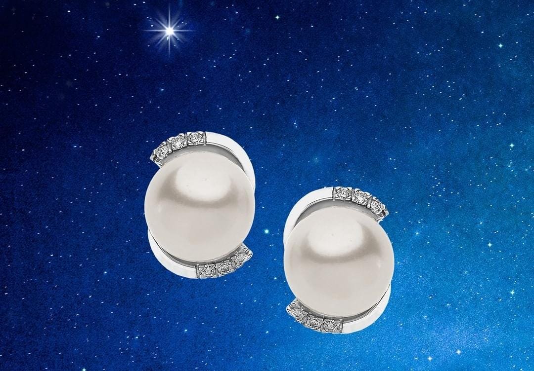 COMET PEARL AND DIAMOND EARRINGS ABBRACCI COLLECTION 